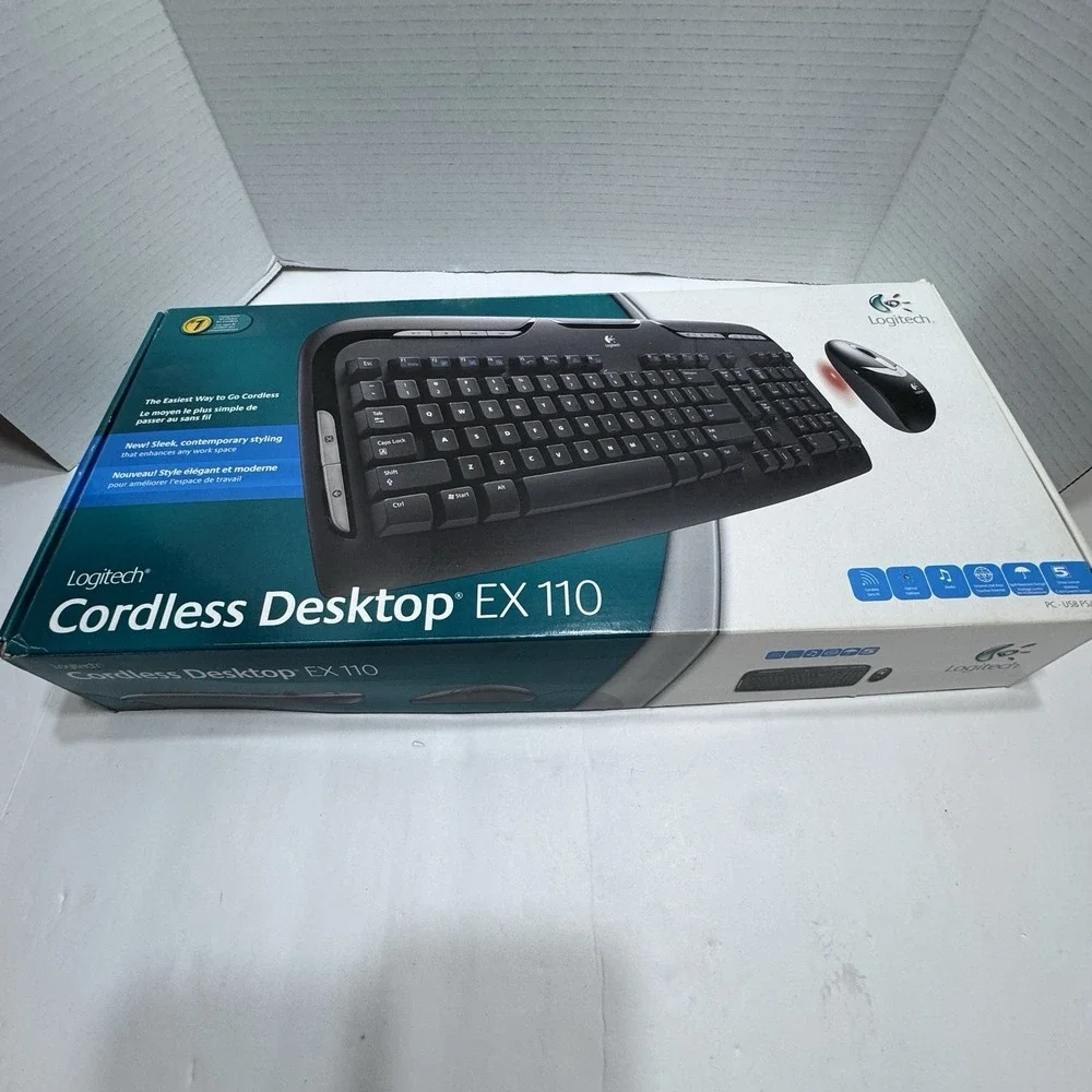 Logitech Cordless Desktop EX 110 Wireless Keyboard and Mouse Combo No CD